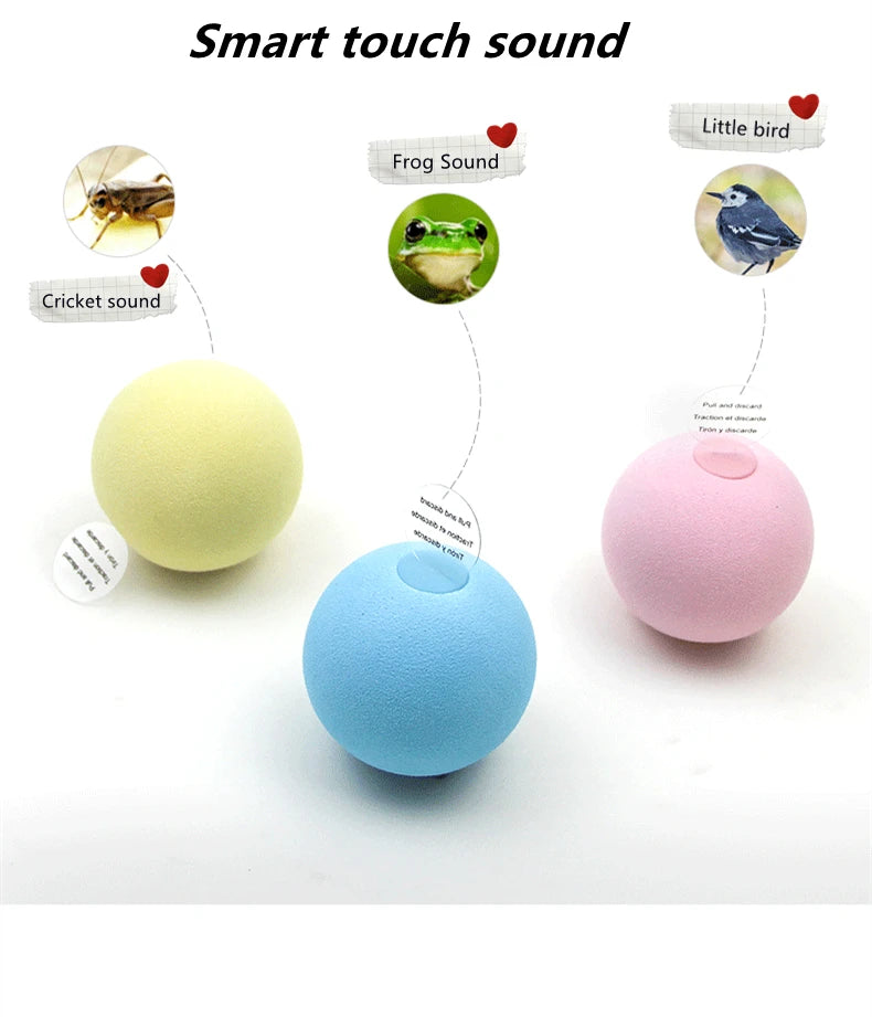 Balle Interactive Sonore pour Chat avec Catnip – 3 Sons Animaux