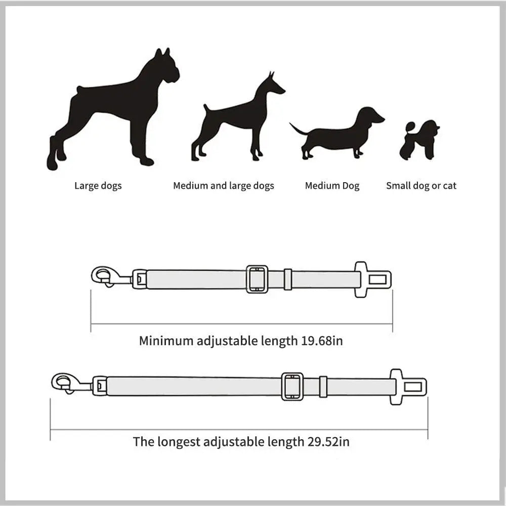 Ceinture de Sécurité Réglable pour Chien & Chat – Harnais de Voiture