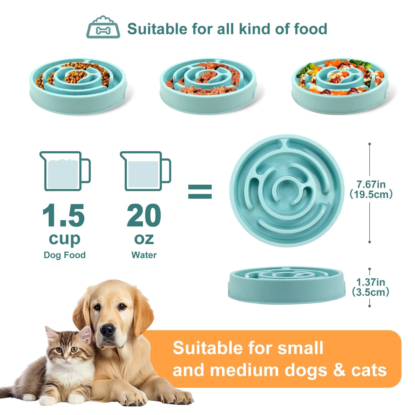 Gamelle Anti-Glouton pour Chien et Chat – Antidérapante