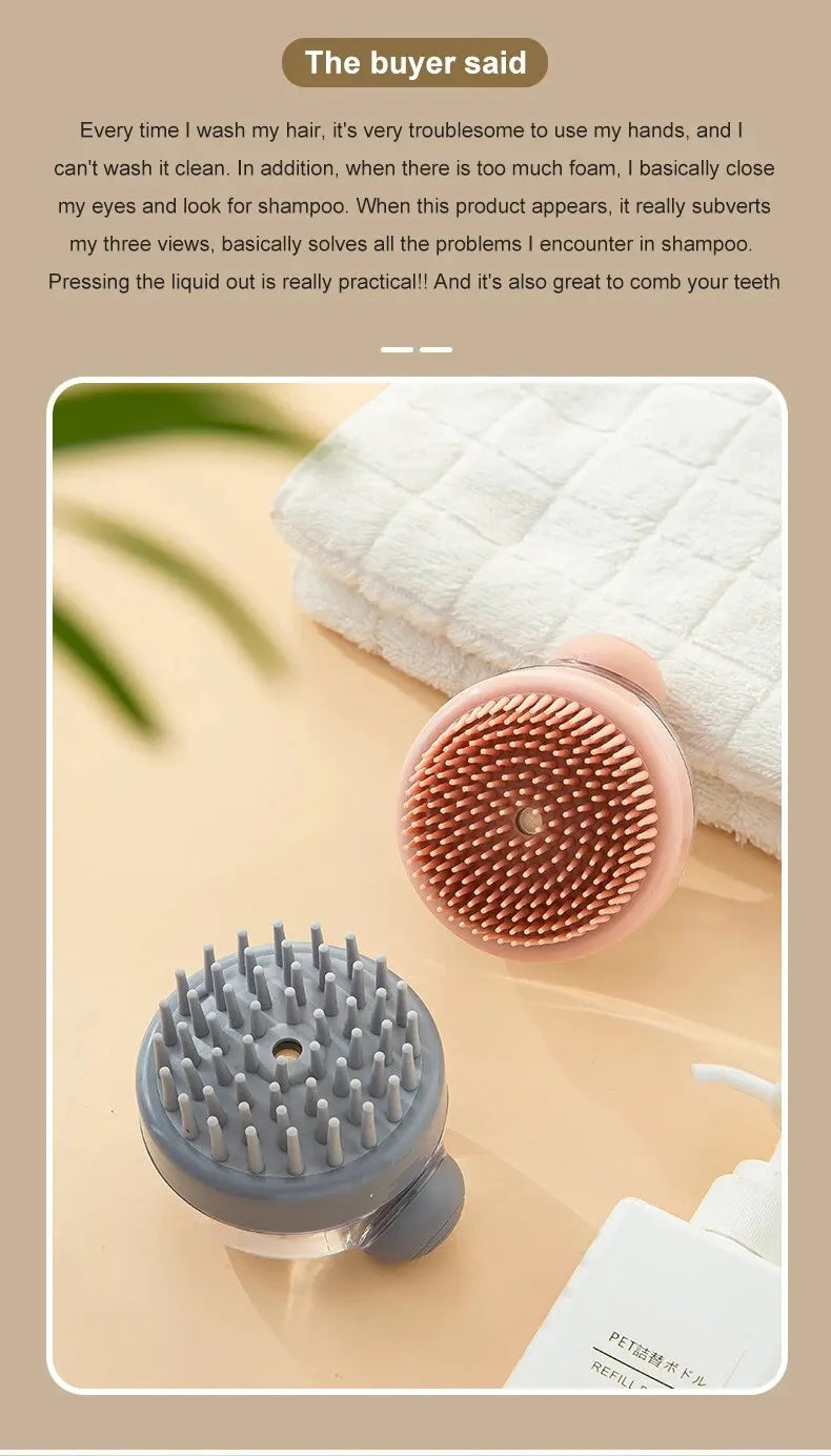 Brosse de Bain pour Animaux – Silicone Doux avec Distributeur de Shampoing