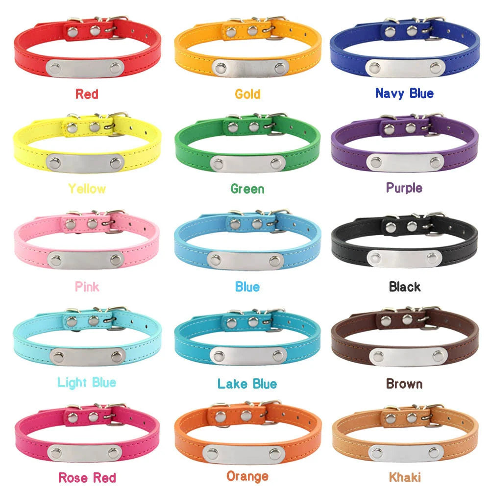 Collier Personnalisé en Cuir pour Chien & Chat – Gravure Nom et Numéro