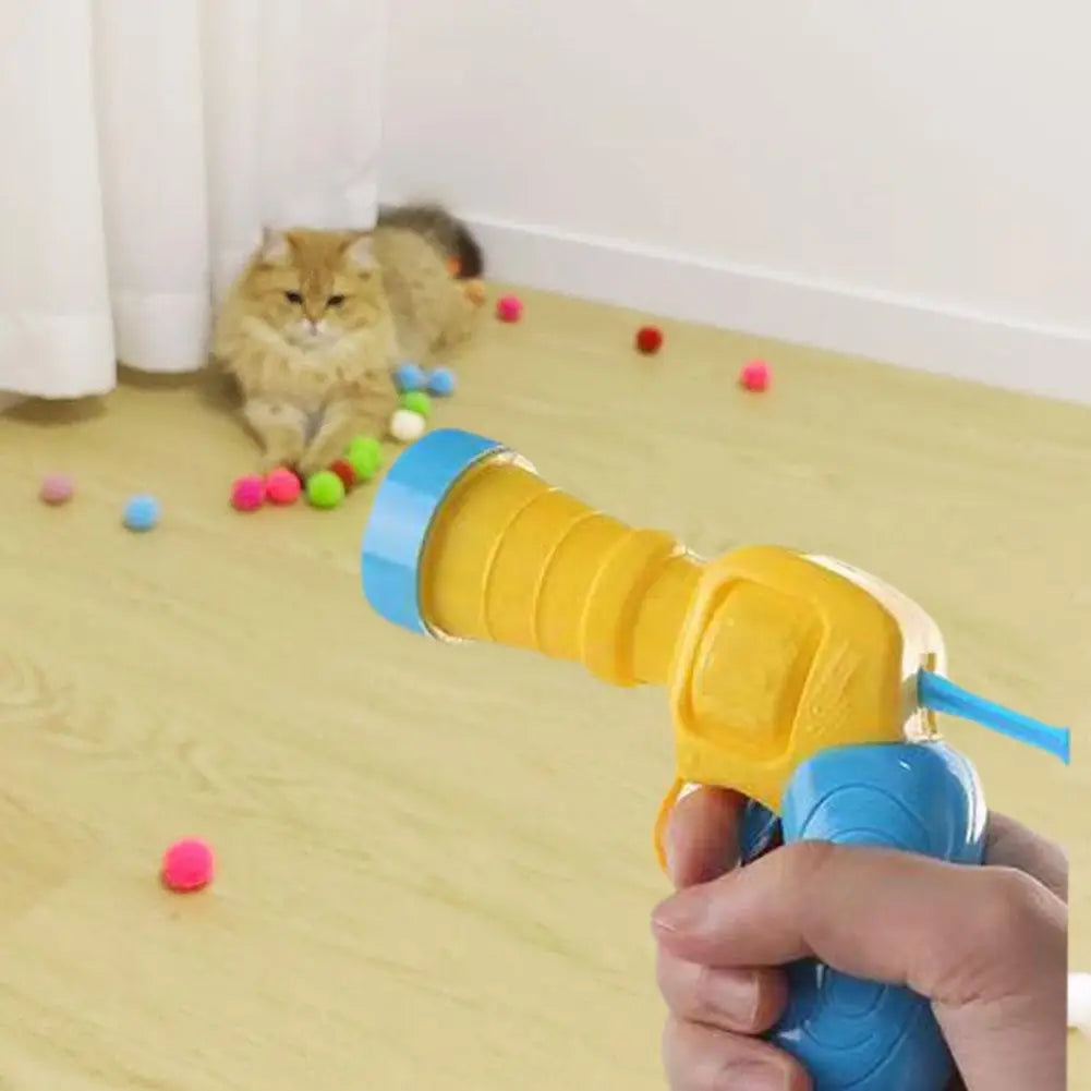 Jouet Interactif pour Chat – Lanceur Mini Pistolet + 20 Balles