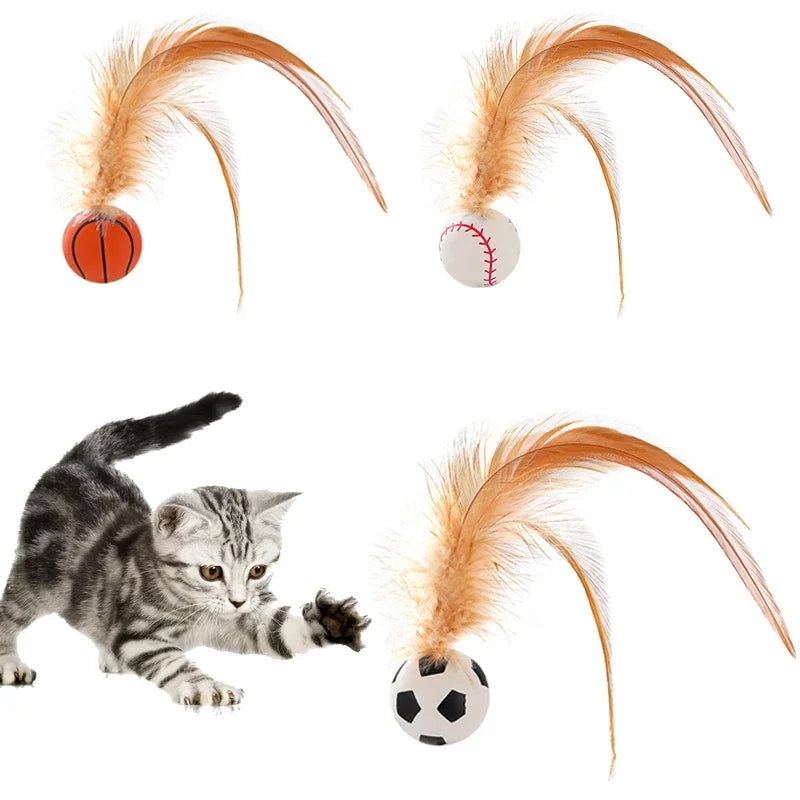 Balle Interactive avec Plumes pour Chat – Rebonds & Chasse