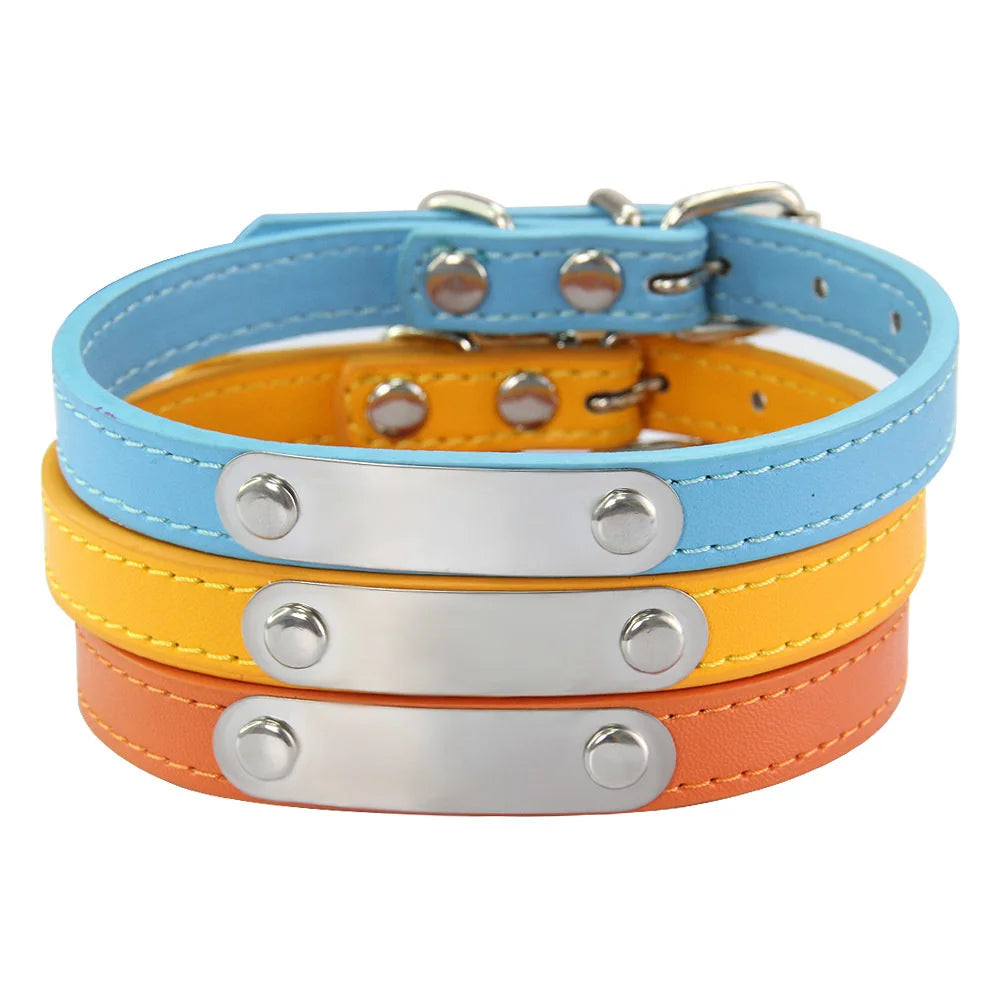 Collier Personnalisé en Cuir pour Chien & Chat – Gravure Nom et Numéro