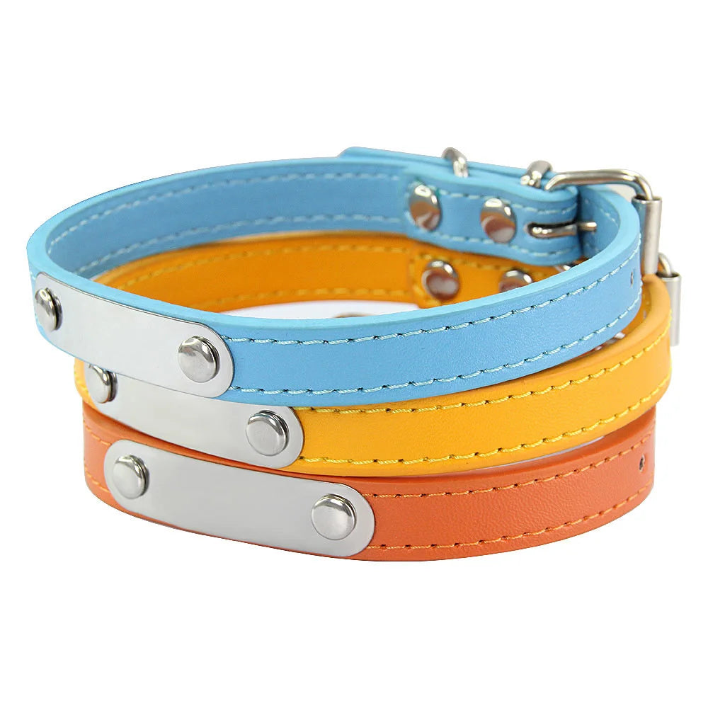Collier Personnalisé en Cuir pour Chien & Chat – Gravure Nom et Numéro