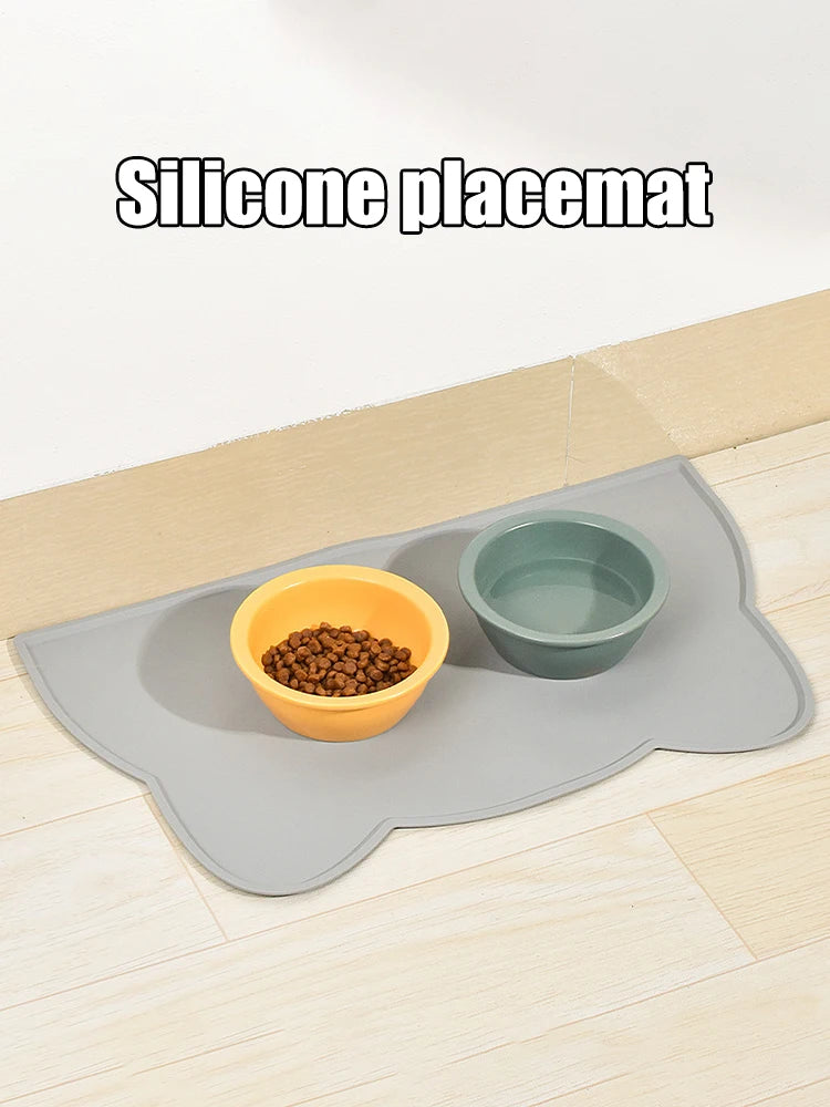 Tapis de Repas Imperméable et Antidérapant – Forme Tête de Chat pour Chiens & Chats