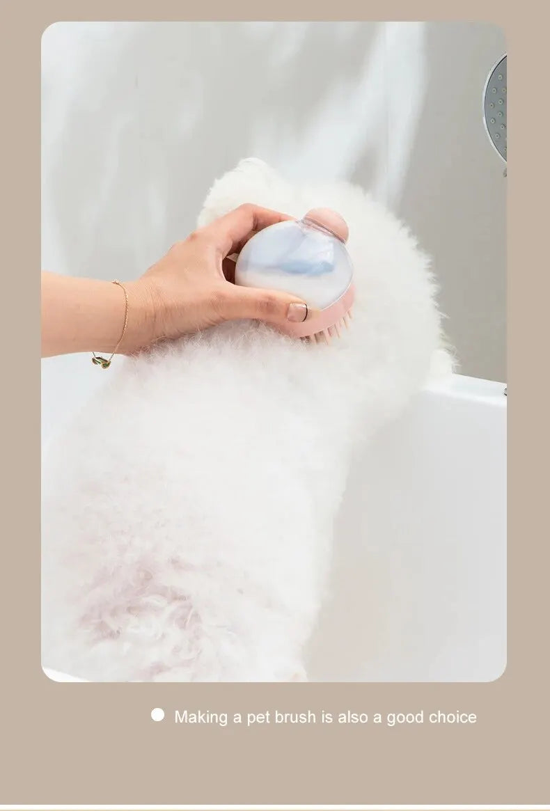 Brosse de Bain pour Animaux – Silicone Doux avec Distributeur de Shampoing