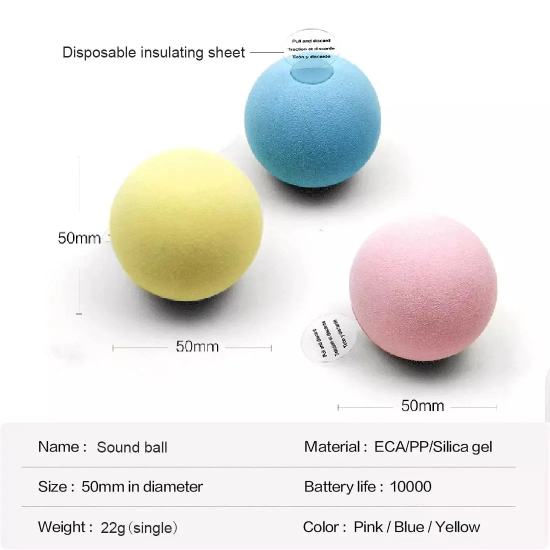 Balle Interactive Sonore pour Chat avec Catnip – 3 Sons Animaux