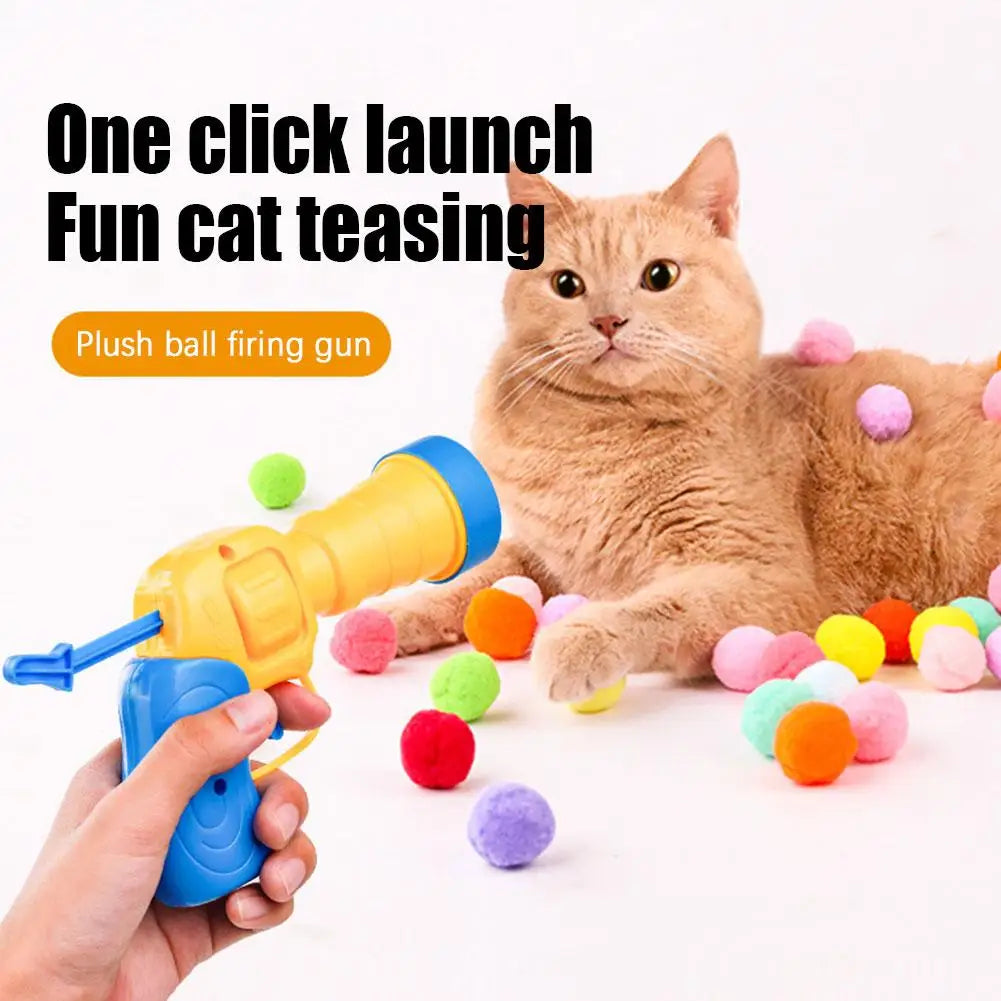 Jouet Interactif pour Chat – Lanceur Mini Pistolet + 20 Balles