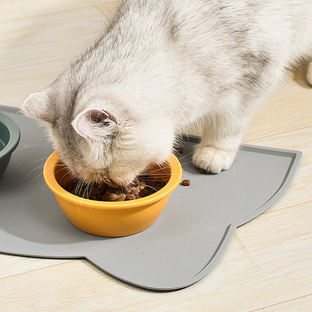 Tapis de Repas Imperméable et Antidérapant – Forme Tête de Chat pour Chiens & Chats