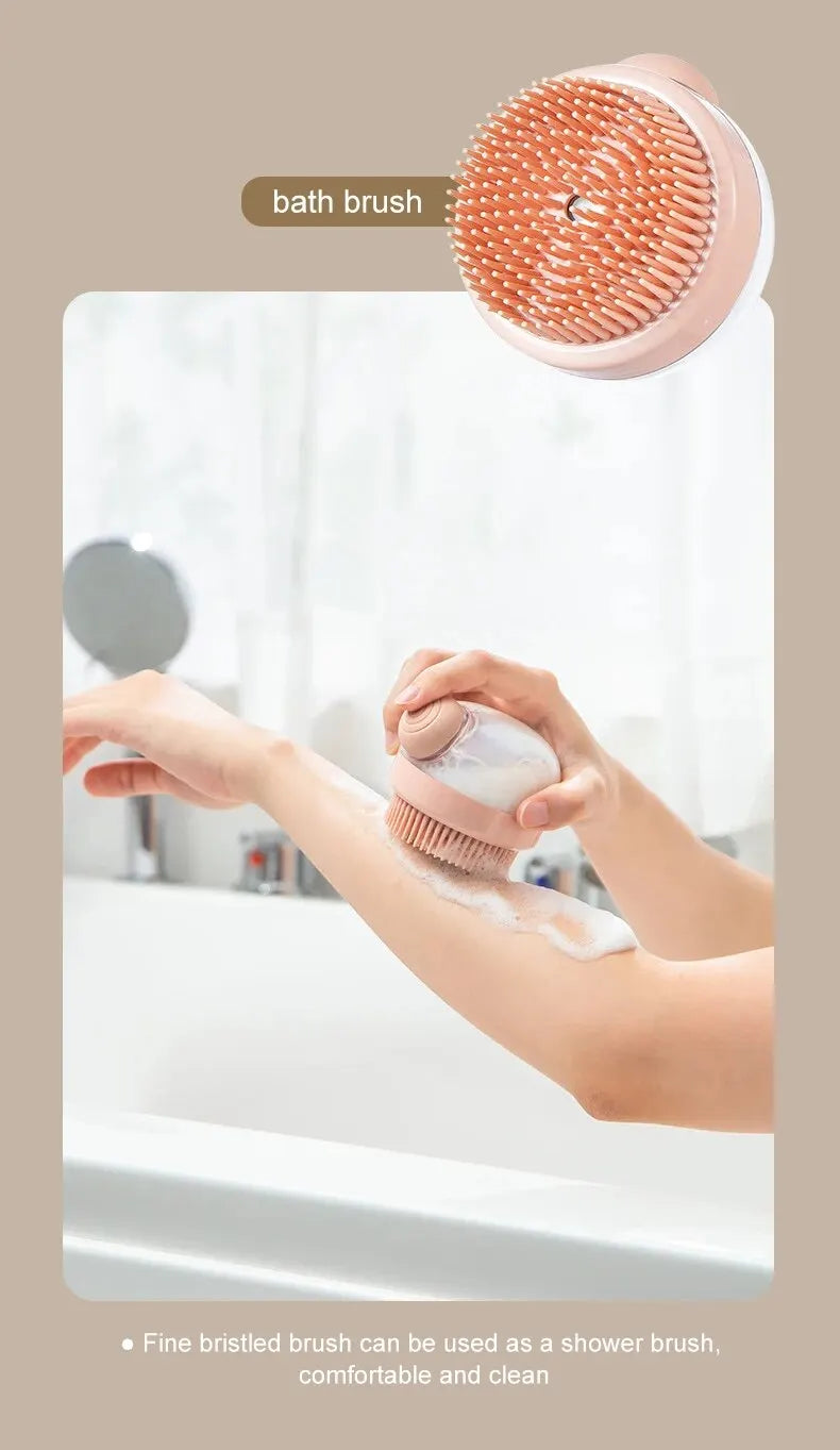 Brosse de Bain pour Animaux – Silicone Doux avec Distributeur de Shampoing