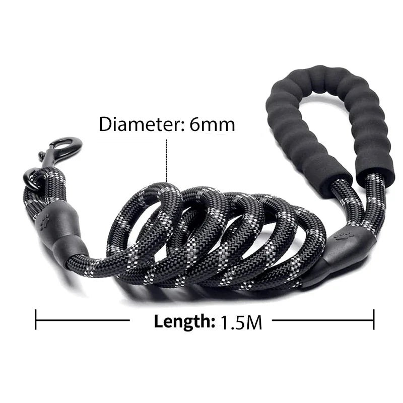 Laisse Réfléchissante en Nylon pour Chien – Résistante et Confortable