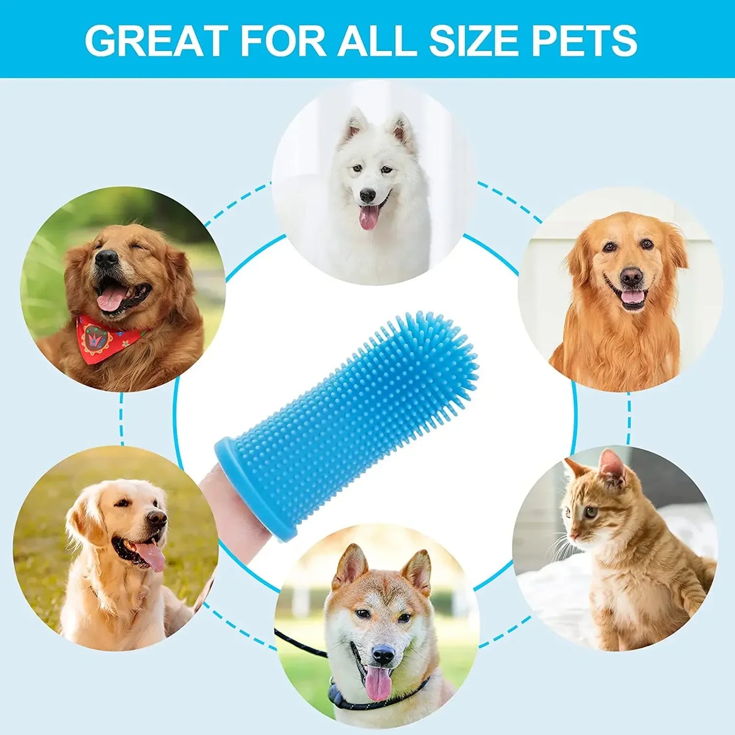 Brosse à Dents en Silicone pour Chien & Chat – Hygiène Buccale Anti-Mauvaise Haleine