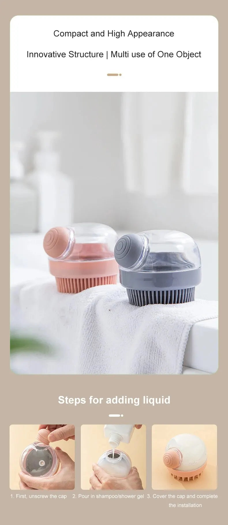 Brosse de Bain pour Animaux – Silicone Doux avec Distributeur de Shampoing