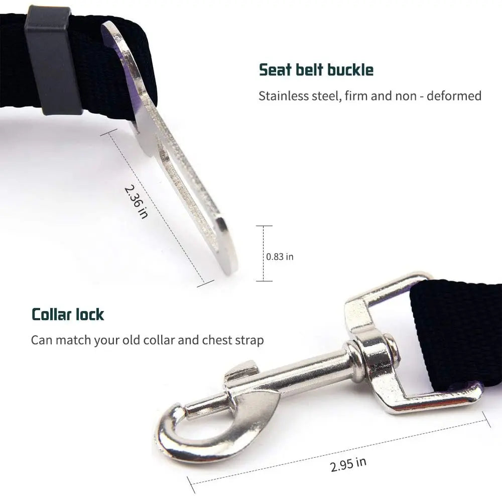 Ceinture de Sécurité Réglable pour Chien & Chat – Harnais de Voiture