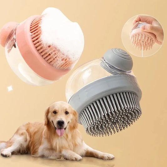 Brosse de Bain pour Animaux – Silicone Doux avec Distributeur de Shampoing