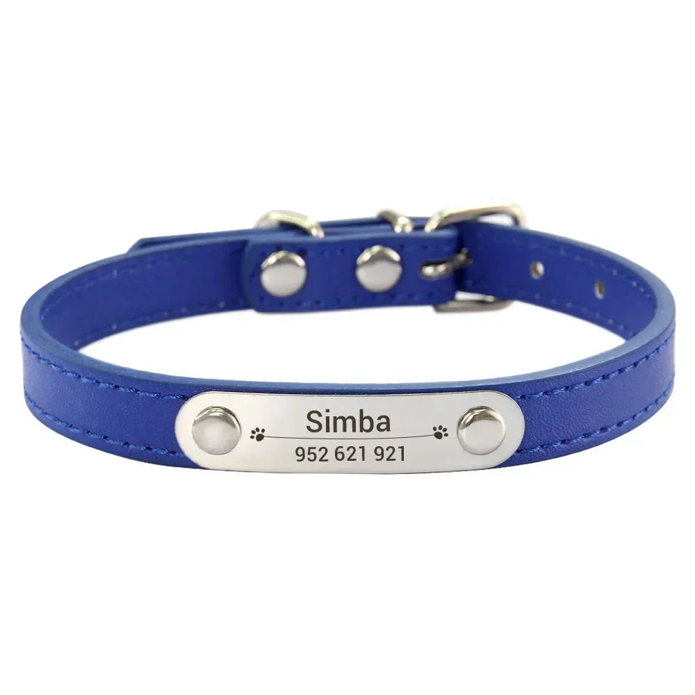 Collier Personnalisé en Cuir pour Chien & Chat – Gravure Nom et Numéro