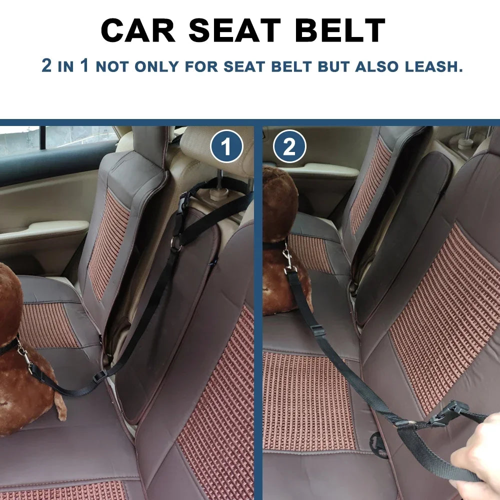 Ceinture de Sécurité 2-en-1 pour Chien – Laisse et Harnais Auto Réglable