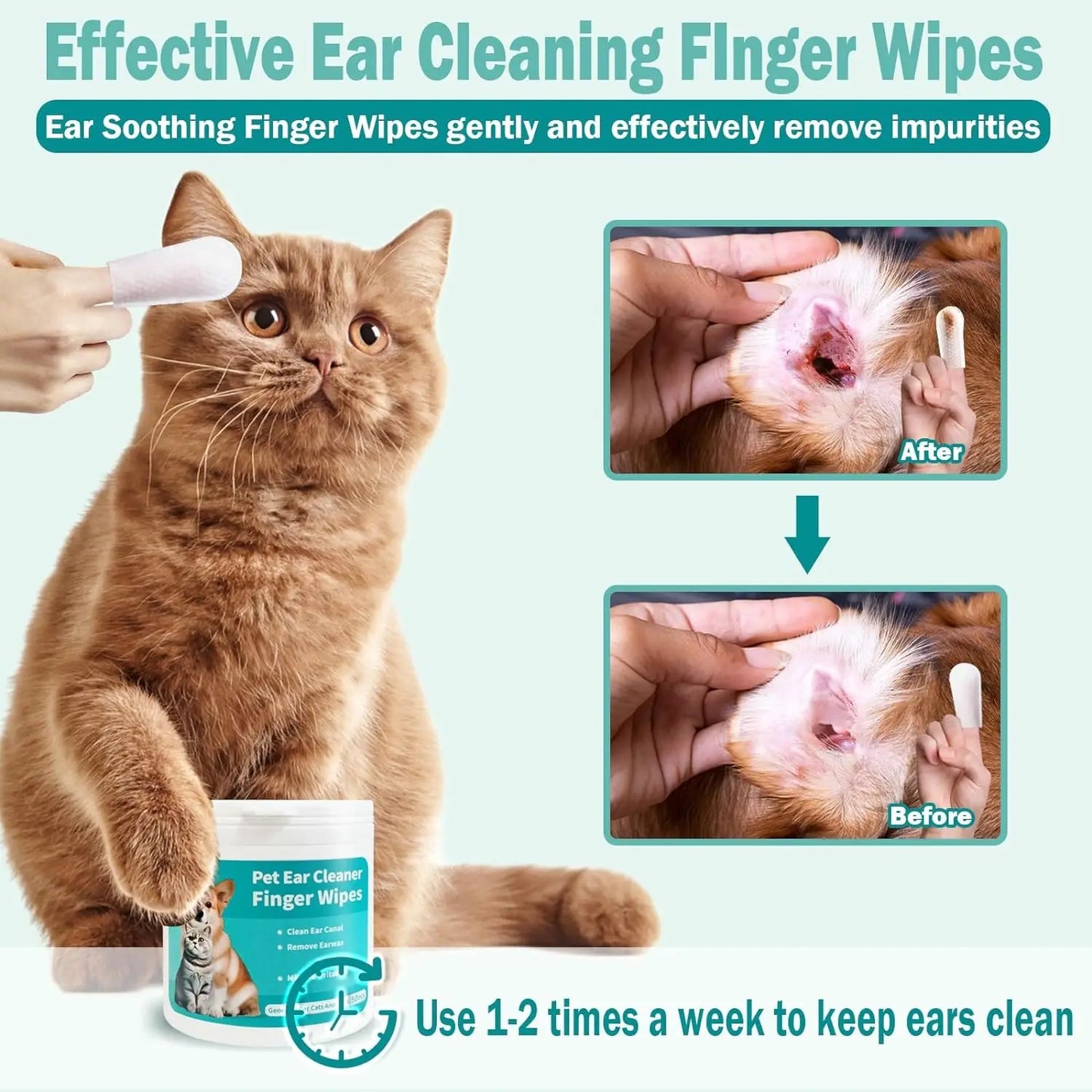 Lingettes Nettoyantes pour Oreilles – Chiens & Chats – Nettoyage Doux et Anti-Odeurs
