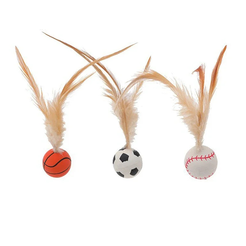 Balle Interactive avec Plumes pour Chat – Rebonds & Chasse