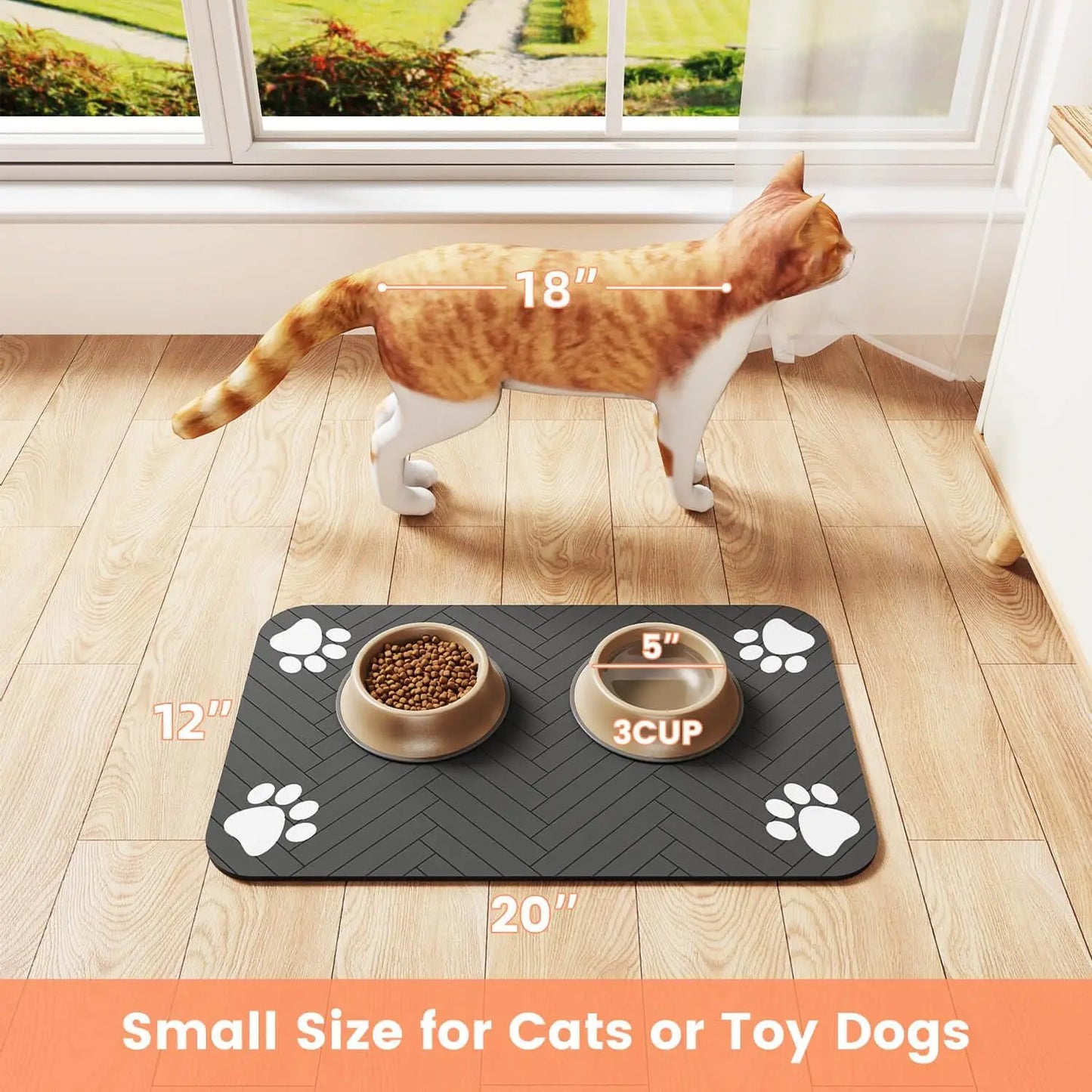 Tapis d’Alimentation Absorbant pour Chiens & Chats – Antidérapant et Imperméable