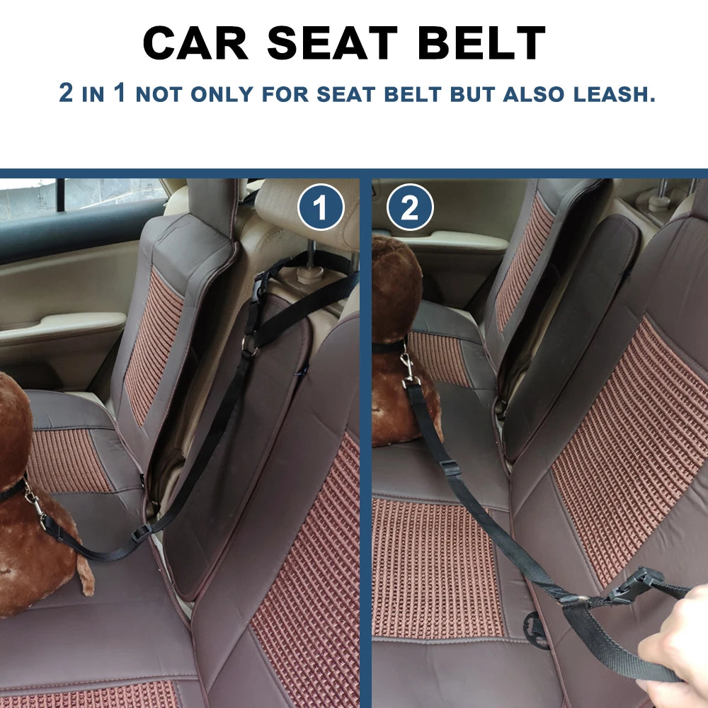 Ceinture de Sécurité 2-en-1 pour Chien – Laisse et Harnais Auto Réglable