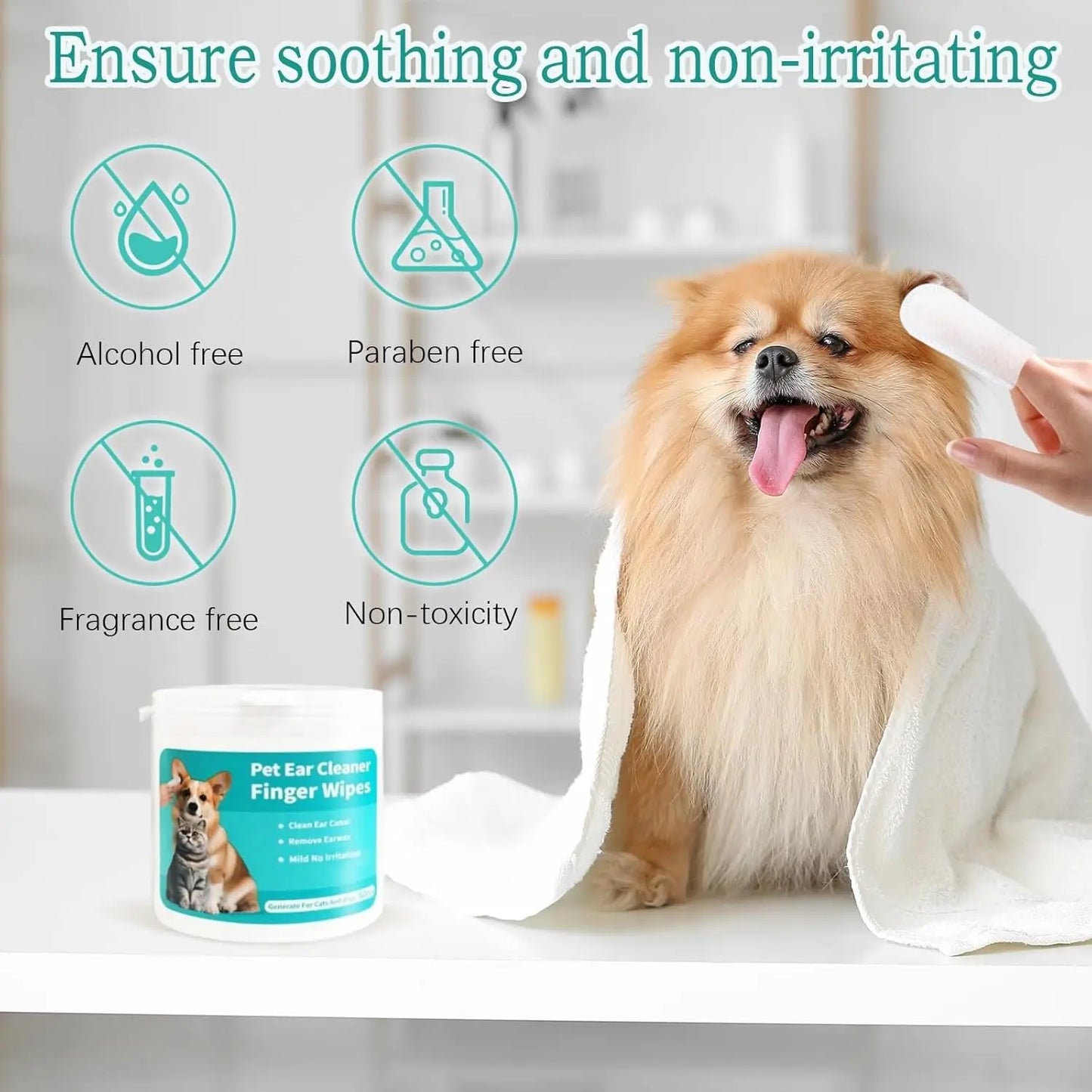 Lingettes Nettoyantes pour Oreilles – Chiens & Chats – Nettoyage Doux et Anti-Odeurs