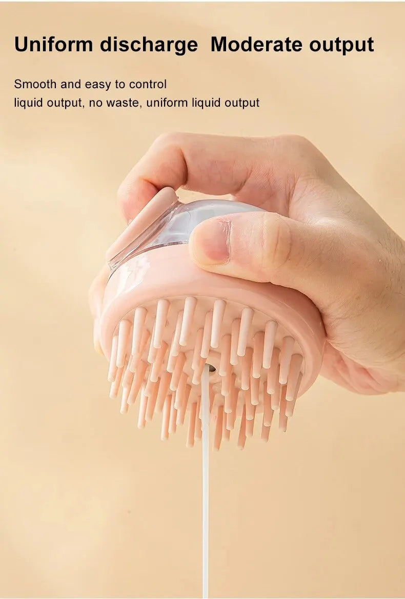 Brosse de Bain pour Animaux – Silicone Doux avec Distributeur de Shampoing