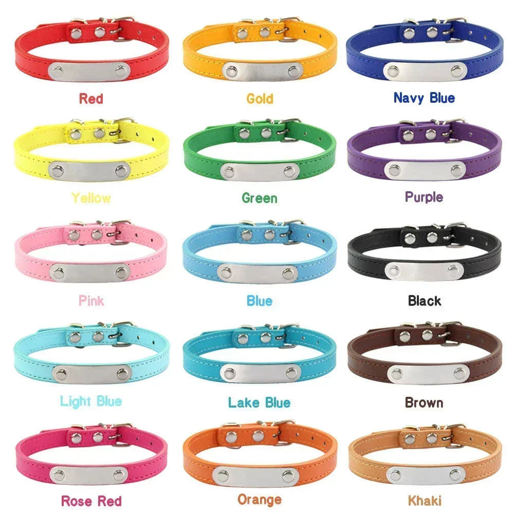 Collier Personnalisé en Cuir pour Chien & Chat – Gravure Nom et Numéro