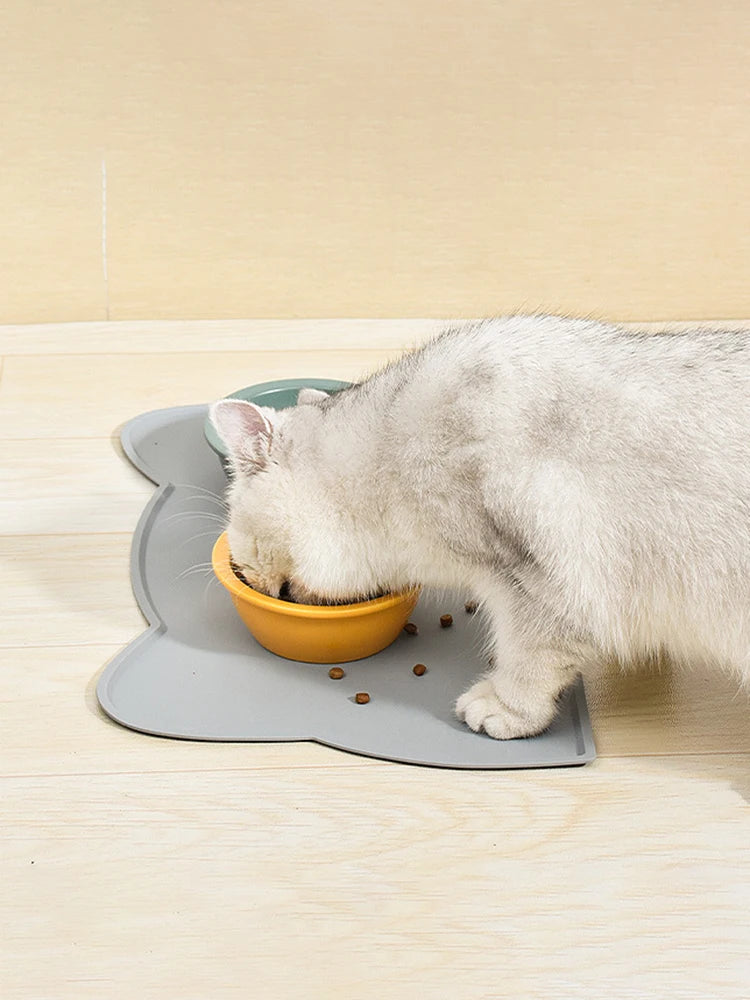Tapis de Repas Imperméable et Antidérapant – Forme Tête de Chat pour Chiens & Chats
