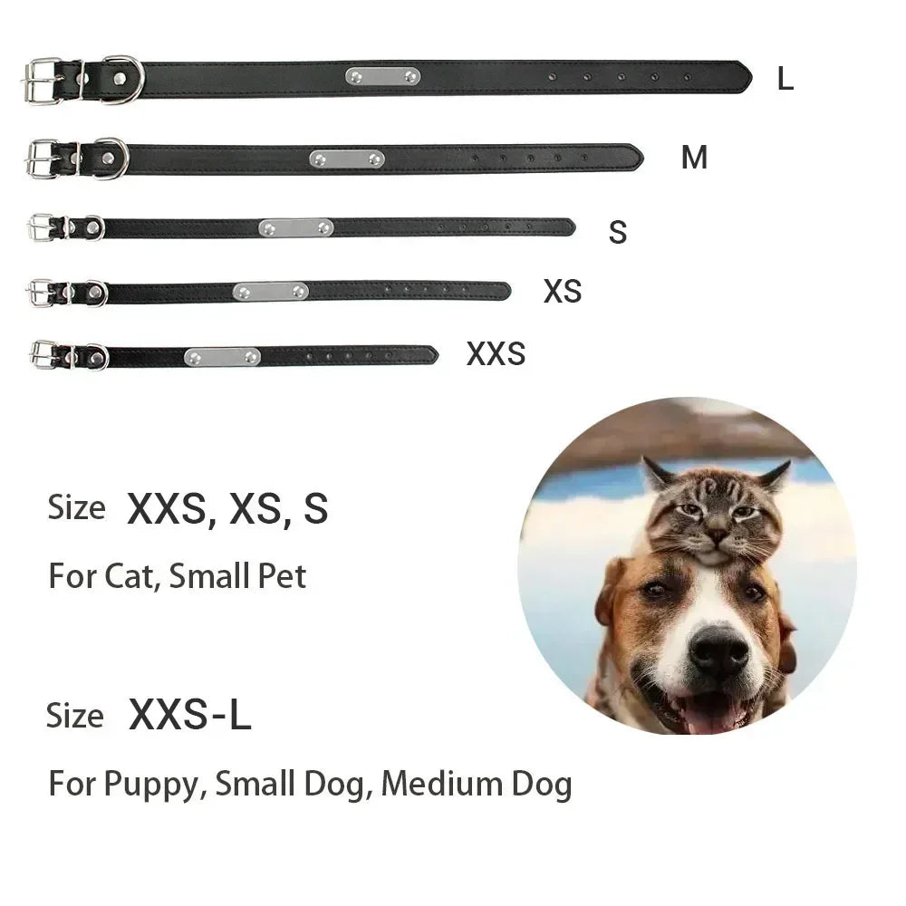 Collier Personnalisé en Cuir pour Chien & Chat – Gravure Nom et Numéro