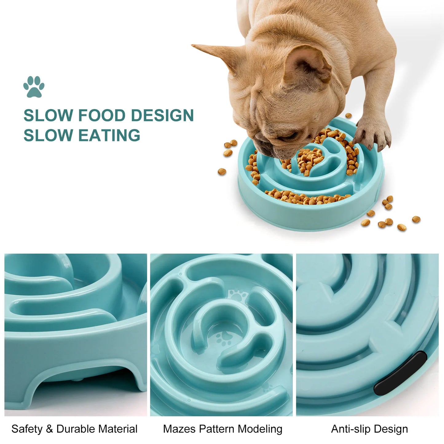 Gamelle Anti-Glouton pour Chien et Chat – Antidérapante