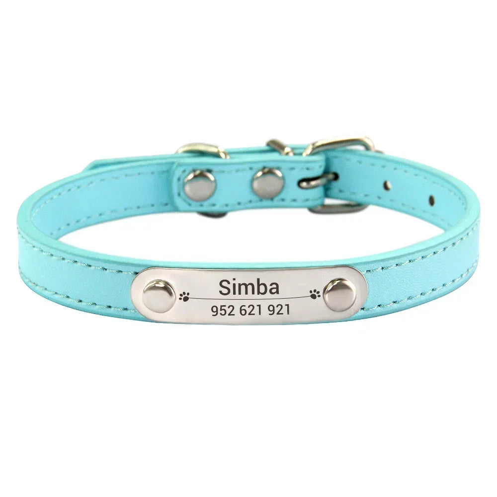 Collier Personnalisé en Cuir pour Chien & Chat – Gravure Nom et Numéro