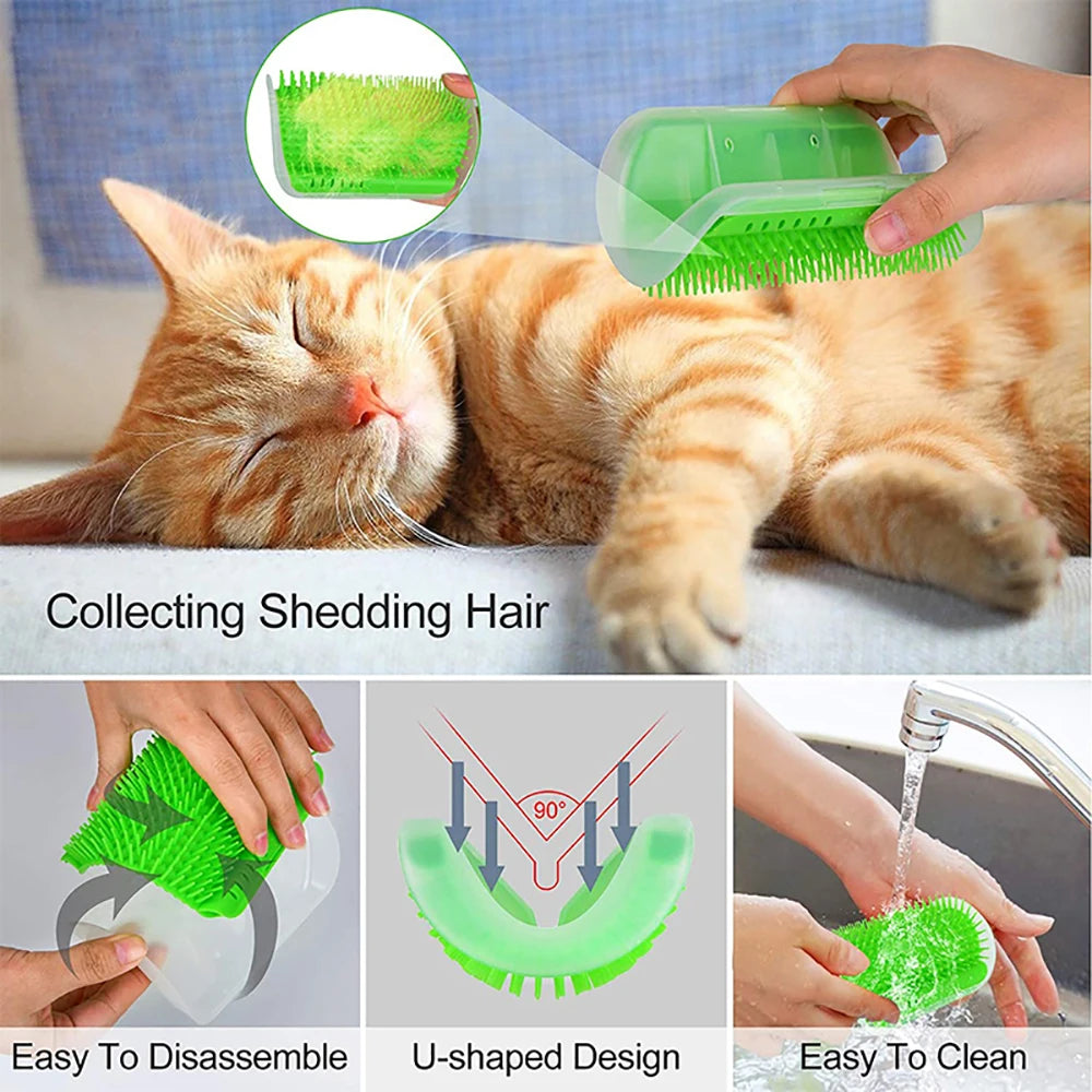 Griffoir & Masseur pour Chat – Brosse Auto-Nettoyante et Anti-Poils