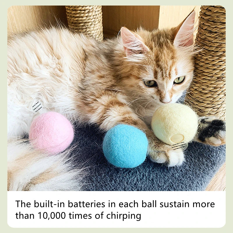 Balle Interactive Sonore pour Chat avec Catnip – 3 Sons Animaux