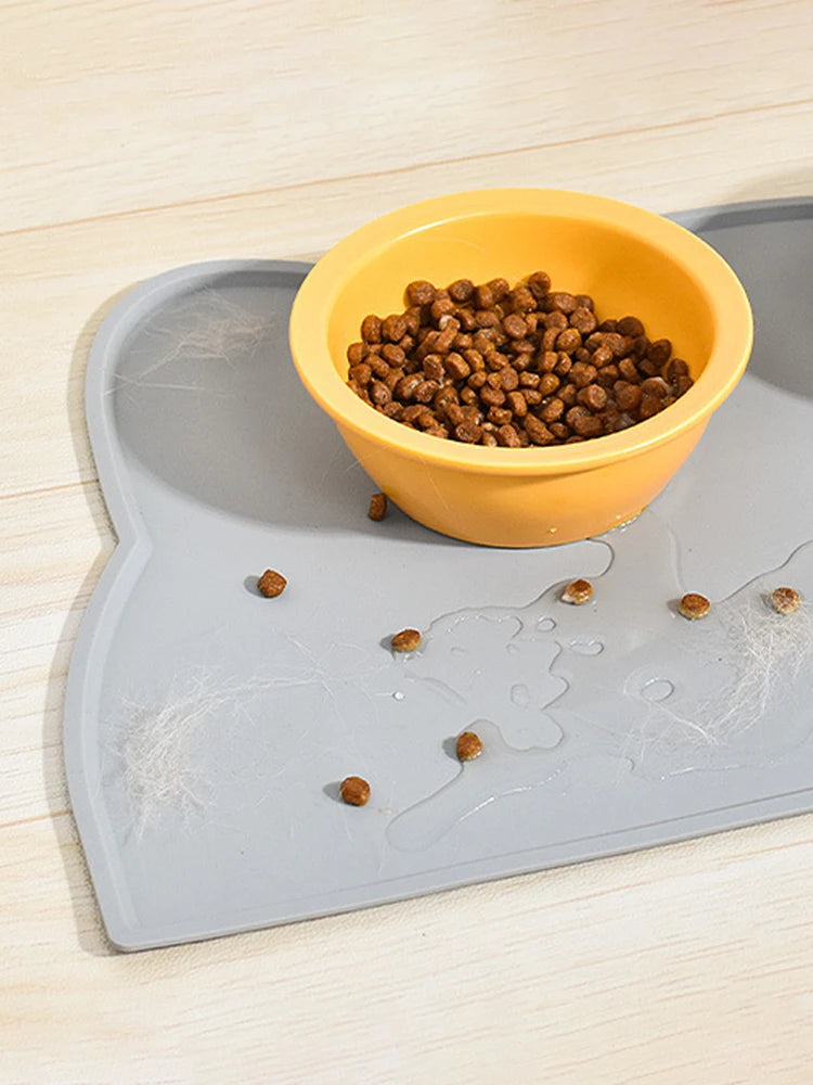 Tapis de Repas Imperméable et Antidérapant – Forme Tête de Chat pour Chiens & Chats