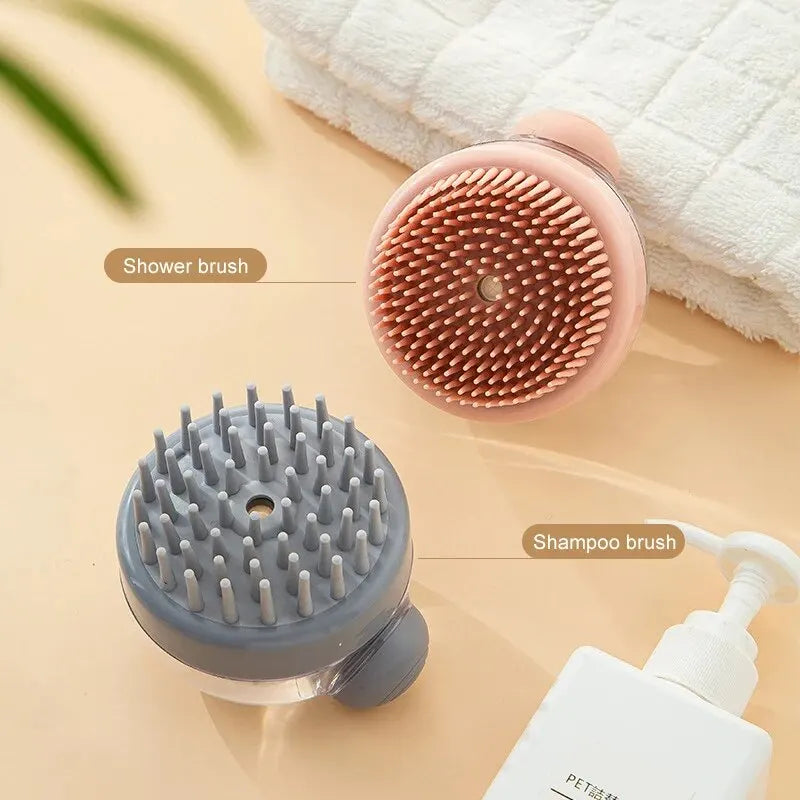 Brosse de Bain pour Animaux – Silicone Doux avec Distributeur de Shampoing
