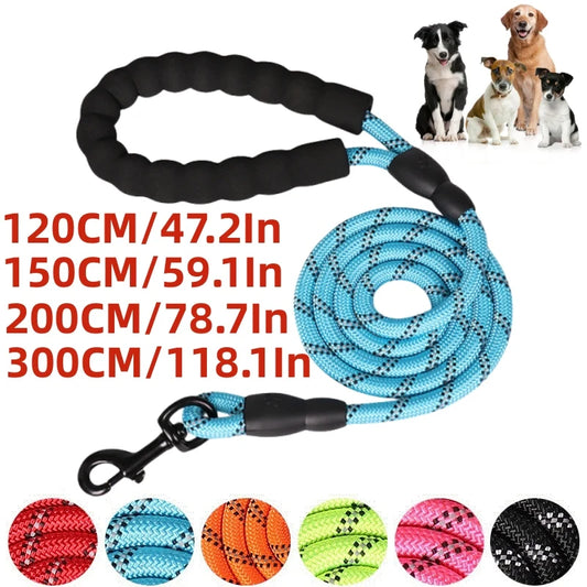 Laisse Renforcée Réfléchissante pour Chien – Poignée Confort (120 à 300 cm)