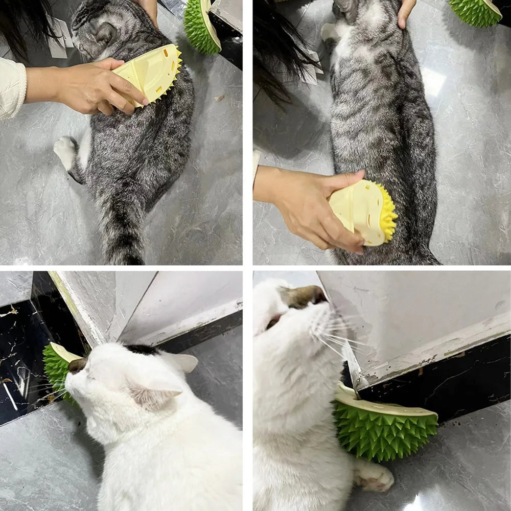 Griffoir & Masseur pour Chat – Brosse Auto-Nettoyante et Anti-Poils