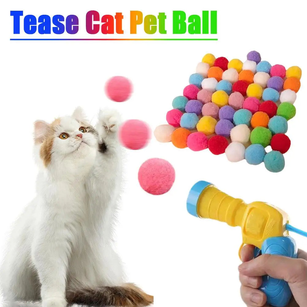 Jouet Interactif pour Chat – Lanceur Mini Pistolet + 20 Balles