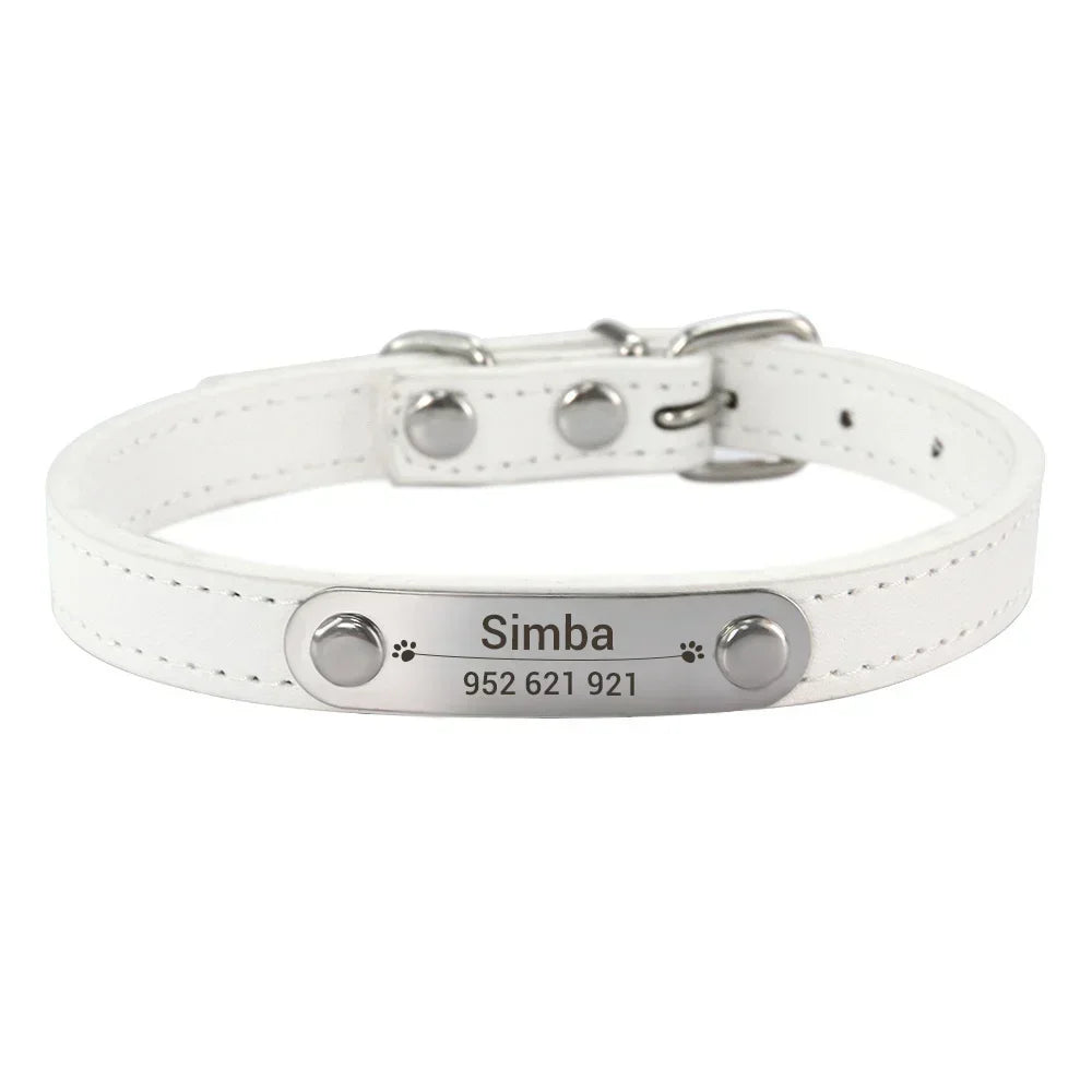 Collier Personnalisé en Cuir pour Chien & Chat – Gravure Nom et Numéro