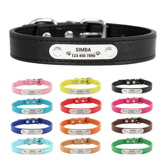 Collier Personnalisé en Cuir pour Chien & Chat – Gravure Nom et Numéro
