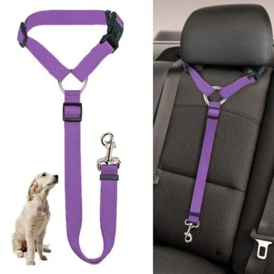 Ceinture de Sécurité 2-en-1 pour Chien – Laisse et Harnais Auto Réglable