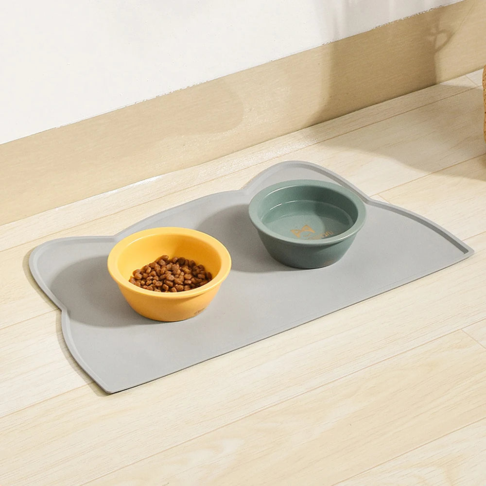 Tapis de Repas Imperméable et Antidérapant – Forme Tête de Chat pour Chiens & Chats