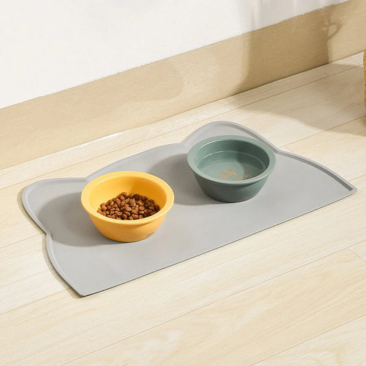 Tapis de Repas Imperméable et Antidérapant – Forme Tête de Chat pour Chiens & Chats