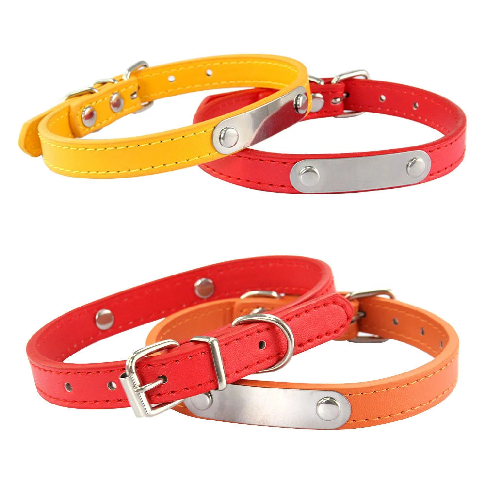 Collier Personnalisé en Cuir pour Chien & Chat – Gravure Nom et Numéro