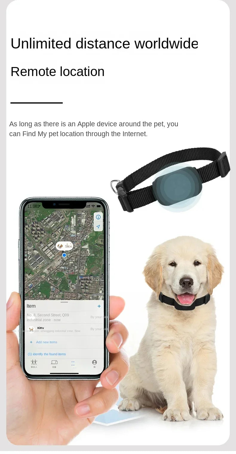 Collier GPS Waterproof pour Chien et Chat – Localisation Bluetooth Anti-Perte (iOS)