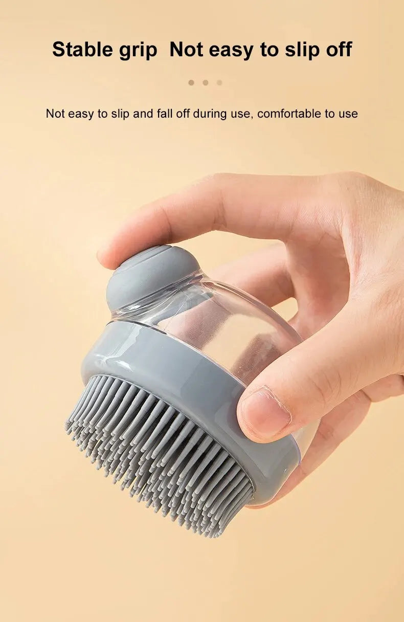 Brosse de Bain pour Animaux – Silicone Doux avec Distributeur de Shampoing