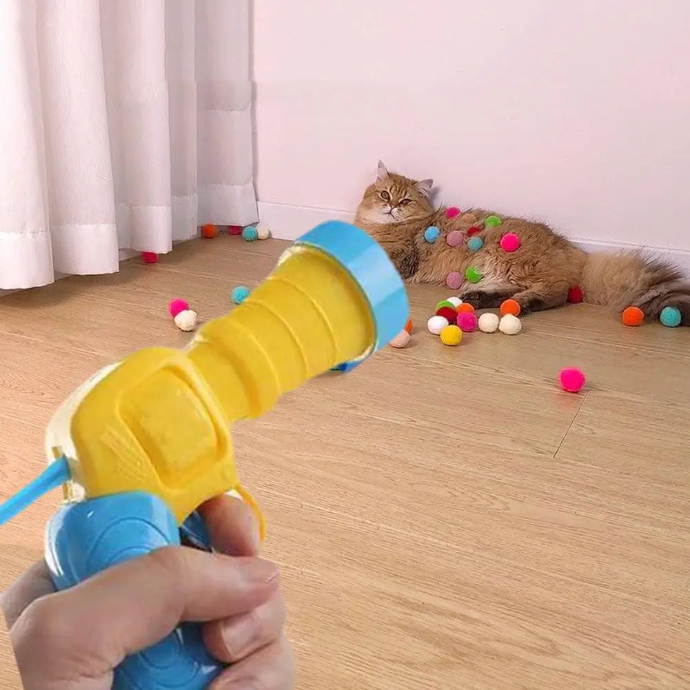 Jouet Interactif pour Chat – Lanceur Mini Pistolet + 20 Balles