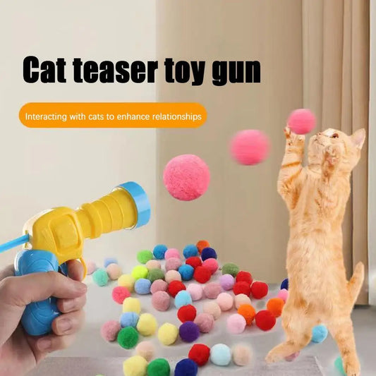 Jouet Interactif pour Chat – Lanceur Mini Pistolet + 20 Balles